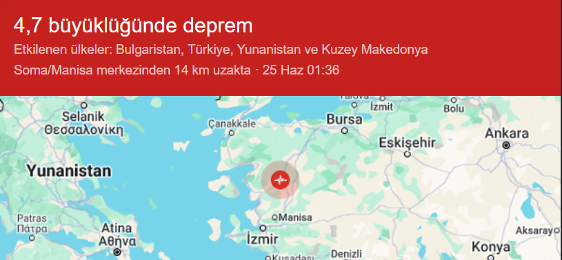 Ege Denizi'nde deprem